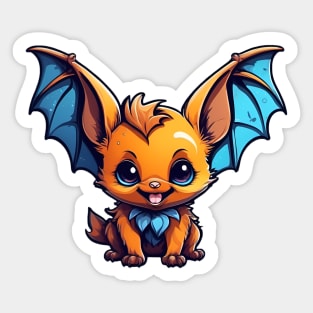 Adorable little bat with big blue wings Sticker